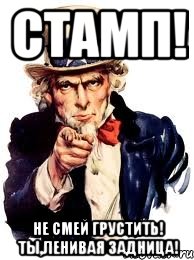 Стамп! Не смей грустить! ты,ленивая задница!, Мем а ты