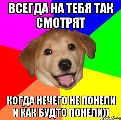 всегда на тебя так смотрят когда нечего не понели и как будто понели)), Мем Advice Dog