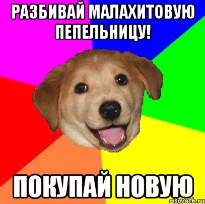 Разбивай малахитовую пепельницу! Покупай новую, Мем Advice Dog