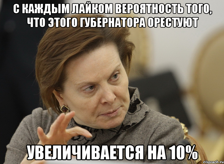 с каждым лайком вероятность того, что этого губернатора орестуют увеличивается на 10%, Мем айкай3