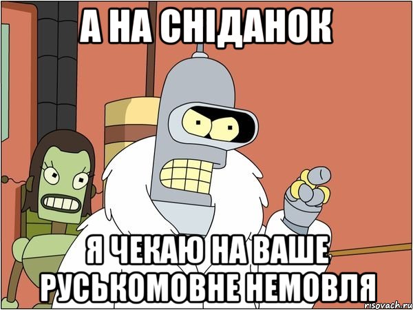 а на сніданок я чекаю на ваше руськомовне немовля, Мем Бендер