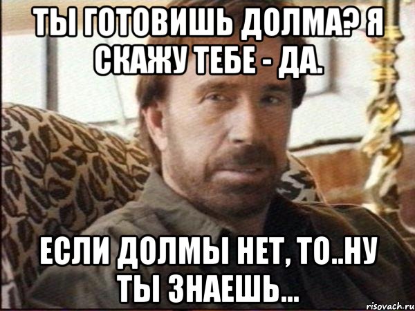 Ты готовишь долма? Я скажу тебе - ДА. Если долмы нет, то..ну ты знаешь..., Мем чак норрис