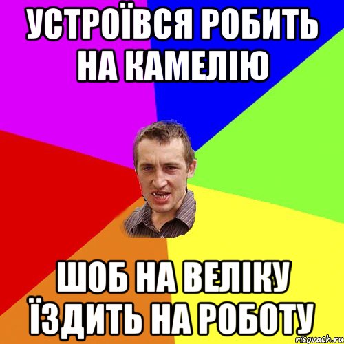 устроївся робить на камелію шоб на веліку їздить на роботу, Мем Чоткий паца