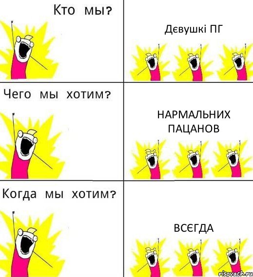 Дєвушкі ПГ Нармальних пацанов ВСЄГДА, Комикс Что мы хотим