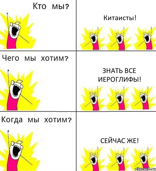 Китаисты! Знать все иероглифы! Сейчас же!, Комикс Что мы хотим