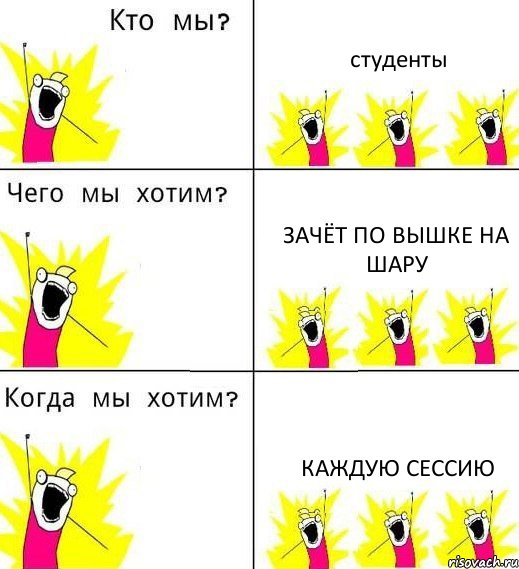 студенты зачёт по вышке на шару каждую сессию, Комикс Что мы хотим