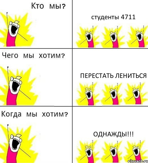 студенты 4711 перестать лениться однажды!!!, Комикс Что мы хотим