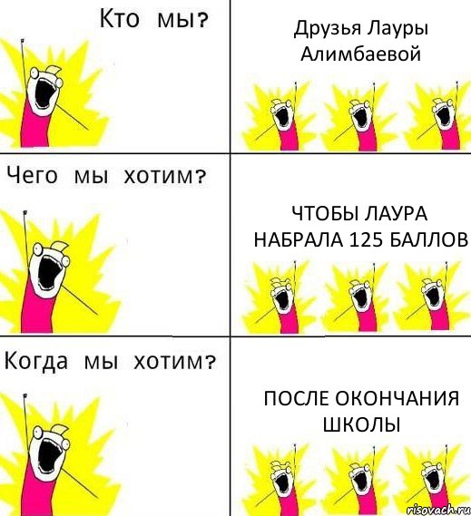 Друзья Лауры Алимбаевой чтобы Лаура набрала 125 баллов после окончания школы, Комикс Что мы хотим