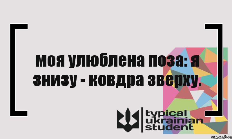 моя улюблена поза: я знизу - ковдра зверху., Комикс цитата