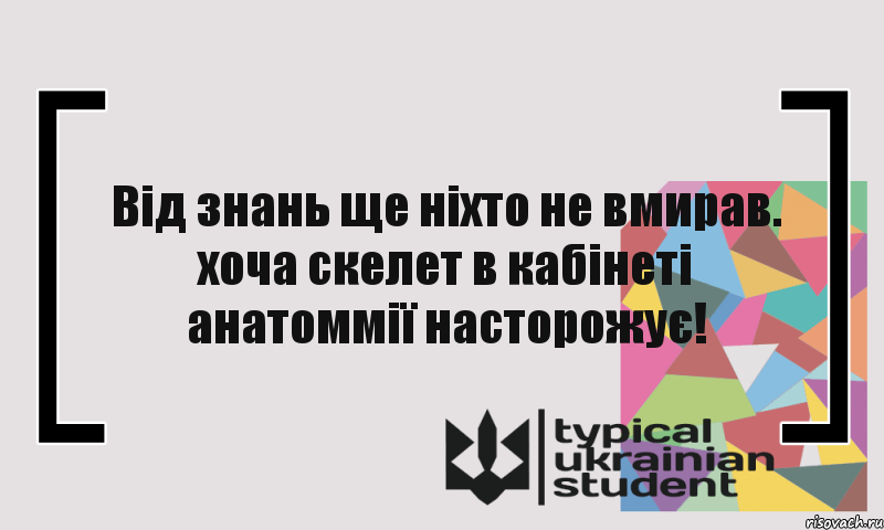 Від знань ще ніхто не вмирав. хоча скелет в кабінеті анатоммії насторожує!, Комикс цитата