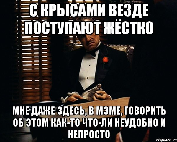 с крысами везде поступают жёстко мне даже здесь, в мэме, говорить об этом как-то что-ли неудобно и непросто, Мем Дон Вито Корлеоне