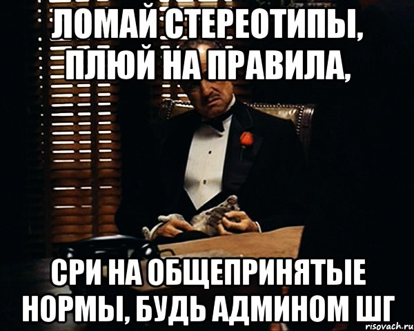 Ломай стереотипы, плюй на правила, сри на общепринятые нормы, будь админом ШГ, Мем Дон Вито Корлеоне