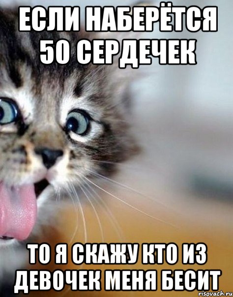 если наберётся 50 сердечек то я скажу кто из девочек меня бесит