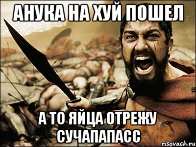 Анука на хуй пошел А то яйца отрежу сучапапасс, Мем Это Спарта