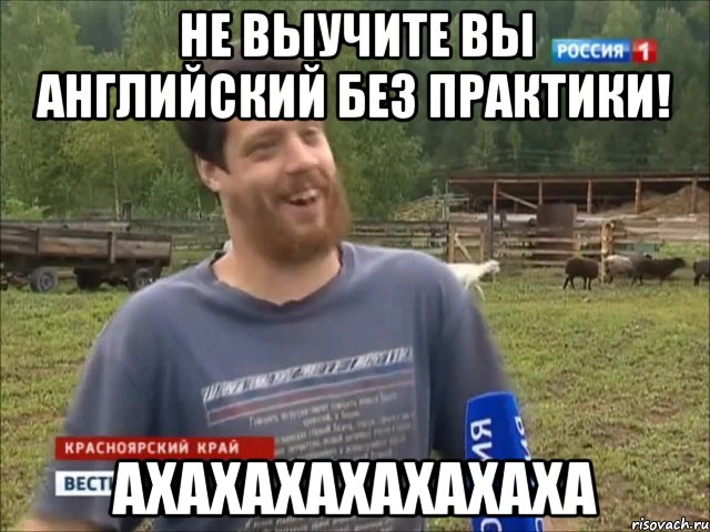 НЕ ВЫУЧИТЕ ВЫ АНГЛИЙСКИЙ БЕЗ ПРАКТИКИ! АХАХАХАХАХАХАХА, Мем фермер