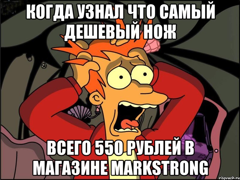 когда узнал что самый дешевый нож всего 550 рублей в магазине Markstrong, Мем Фрай в панике