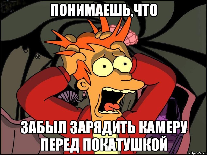 понимаешь,что забыл зарядить камеру перед покатушкой, Мем Фрай в панике