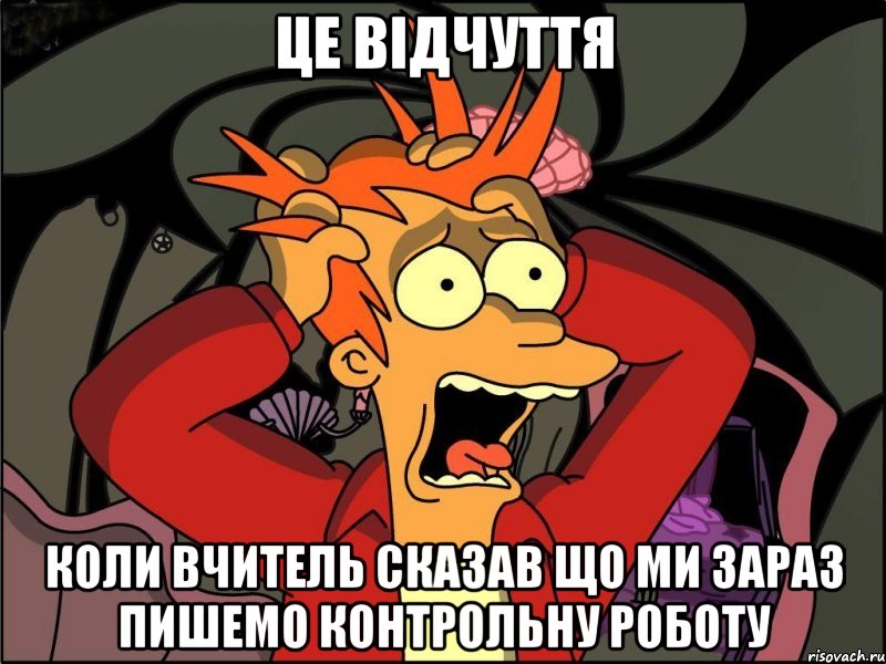 Це відчуття коли вчитель сказав що ми зараз пишемо контрольну роботу, Мем Фрай в панике