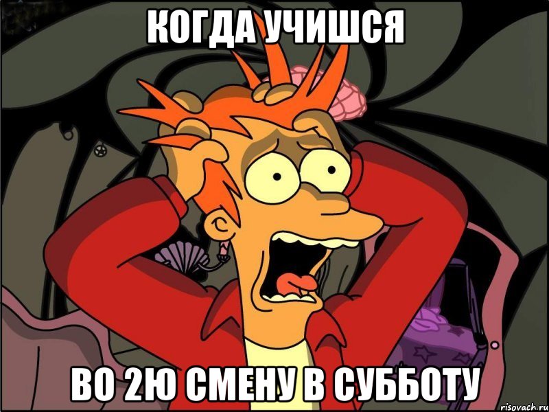 Когда учишся Во 2ю смену в субботу, Мем Фрай в панике