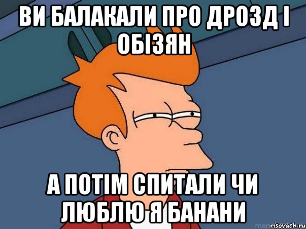 ви балакали про Дрозд і обізян а потім спитали чи люблю я банани, Мем  Фрай (мне кажется или)