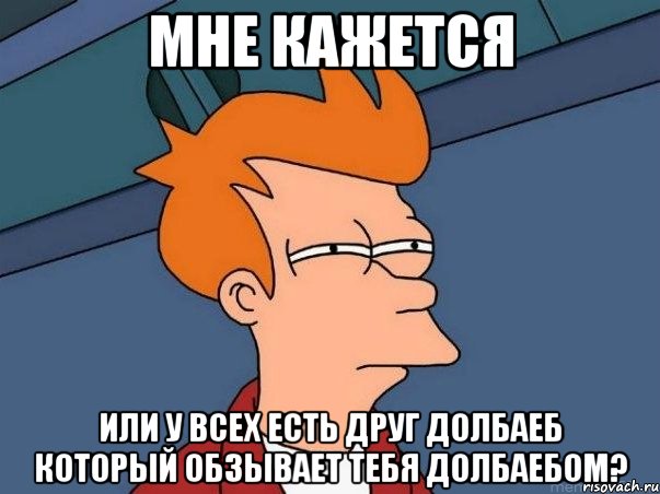 Мне кажется или у всех есть друг долбаеб который обзывает тебя долбаебом?, Мем  Фрай (мне кажется или)