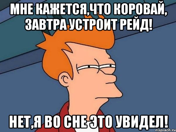 Мне кажется,что Коровай, завтра устроит рейд! Нет,я во сне это увидел!, Мем  Фрай (мне кажется или)