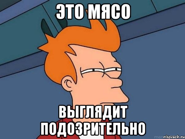 это мясо выглядит подозрительно, Мем  Фрай (мне кажется или)