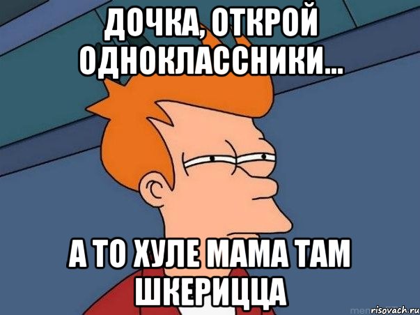 Дочка, открой одноклассники... а то хуле мама там шкерицца, Мем  Фрай (мне кажется или)