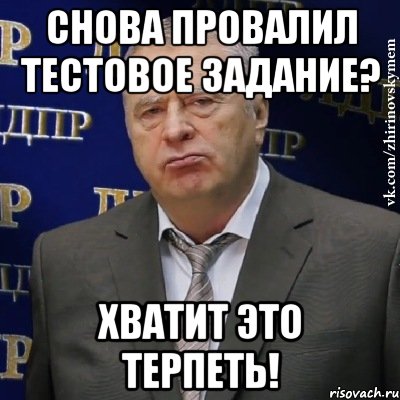 Снова провалил тестовое задание? Хватит это терпеть!, Мем Хватит это терпеть (Жириновский)