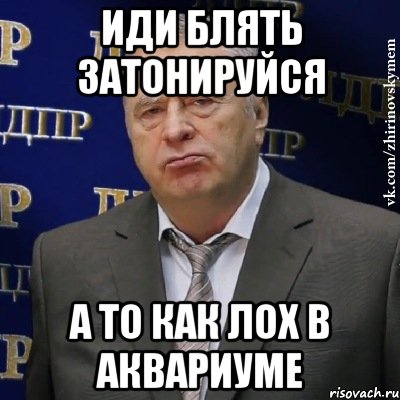 ИДИ БЛЯТЬ ЗАТОНИРУЙСЯ А то как ЛОХ В АКВАРИУМЕ, Мем Хватит это терпеть (Жириновский)