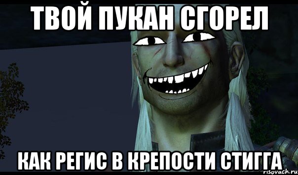 Твой пукан сгорел как Регис в крепости Стигга, Мем e