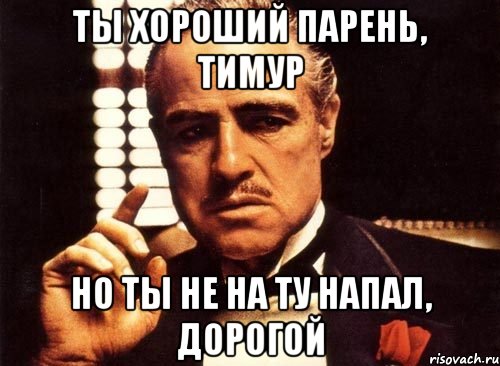 Ты хороший парень, Тимур Но ты не на ту напал, дорогой, Мем крестный отец