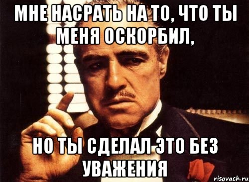 Мне насрать на то, что ты меня оскорбил, но ты сделал это без уважения, Мем крестный отец