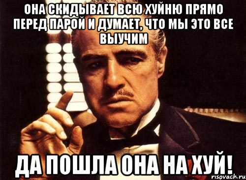 Она скидывает всю хуйню прямо перед парой и думает, что мы это все выучим Да пошла она на хуй!, Мем крестный отец