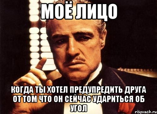 моё лицо когда ты хотел предупредить друга от том что он сейчас удариться об угол, Мем крестный отец