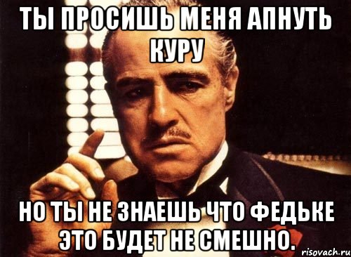 Ты просишь меня апнуть куру Но ты не знаешь что федьке это будет не смешно., Мем крестный отец