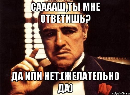 Сааааш,ты мне ответишь? Да или нет.(желательно да), Мем крестный отец