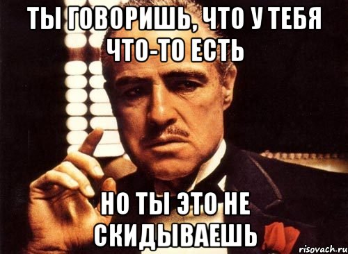 ты говоришь, что у тебя что-то есть но ты это не скидываешь, Мем крестный отец