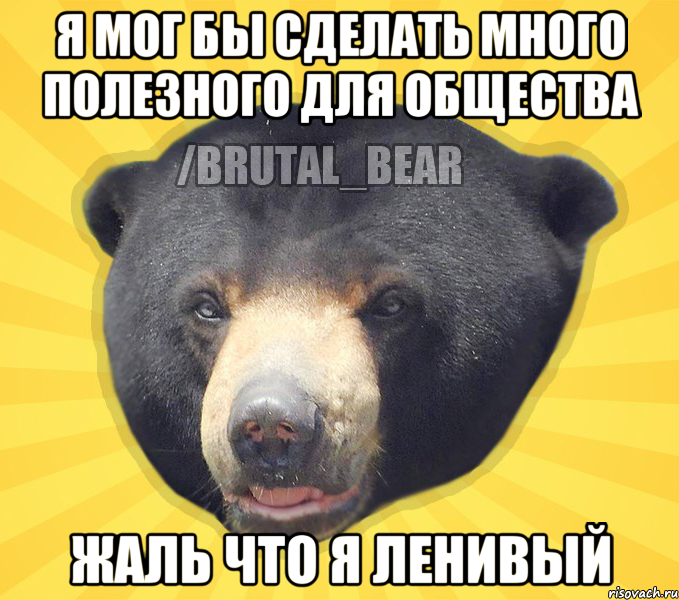 Я МОГ БЫ СДЕЛАТЬ МНОГО ПОЛЕЗНОГО ДЛЯ ОБЩЕСТВА ЖАЛЬ ЧТО Я ЛЕНИВЫЙ