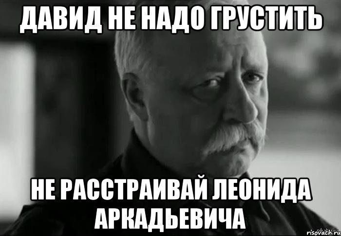 Давид не надо грустить Не расстраивай Леонида Аркадьевича, Мем Не расстраивай Леонида Аркадьевича