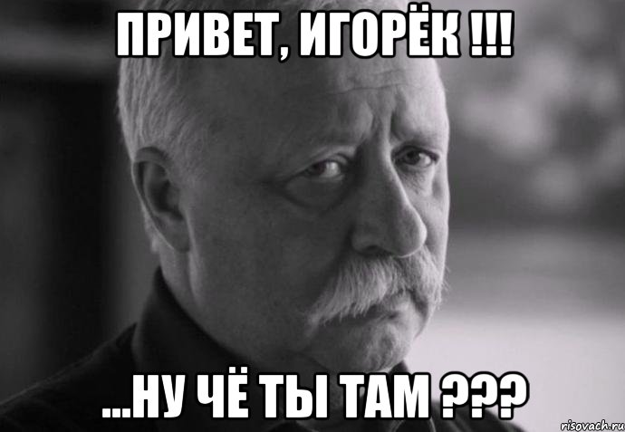 Привет, Игорёк !!! ...Ну чё ты там ???, Мем Не расстраивай Леонида Аркадьевича