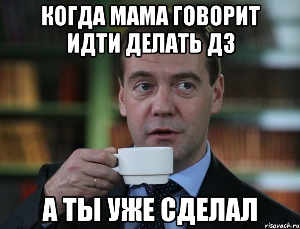 Когда мама говорит идти делать дз А ТЫ УЖЕ СДЕЛАЛ, Мем Медведев спок бро