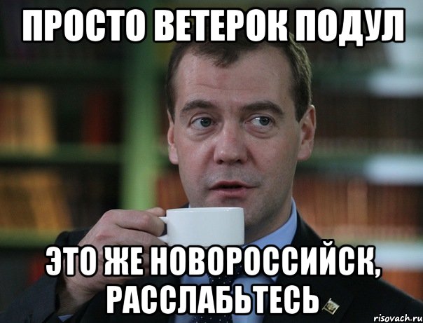 просто ветерок подул это же новороссийск, расслабьтесь, Мем Медведев спок бро