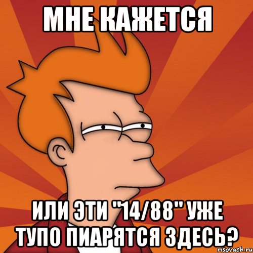 мне кажется или эти "14/88" уже тупо пиарятся здесь?, Мем Мне кажется или (Фрай Футурама)