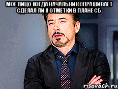 Мое лицо когда начальник спрашивает сделал ли я отметки в плане СБ 