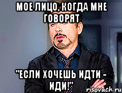 мое лицо, когда мне говорят "Если хочешь идти - иди!"