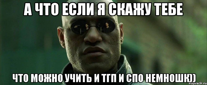 А что если я скажу тебе что можно учить и ТГП и СПО Немношк)), Мем  морфеус