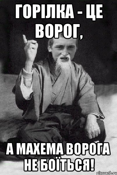 Горілка - це ворог, А Махема ворога не боїться!, Мем Мудрий паца