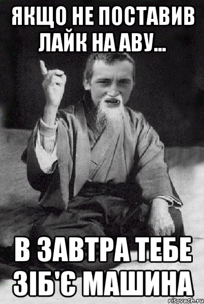 Якщо не поставив лайк на аву... В завтра тебе зіб'є машина, Мем Мудрий паца