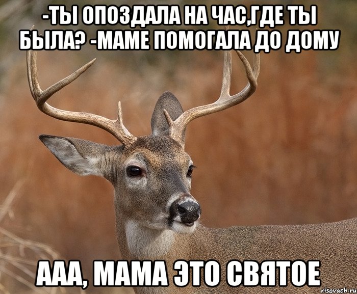 -Ты опоздала на час,где ты была? -маме помогала до дому Ааа, мама это святое